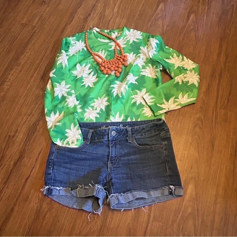 Vintage Trends by Jerrie Lurie union made 8 med polyester green shirt top - Picture 2 of 6